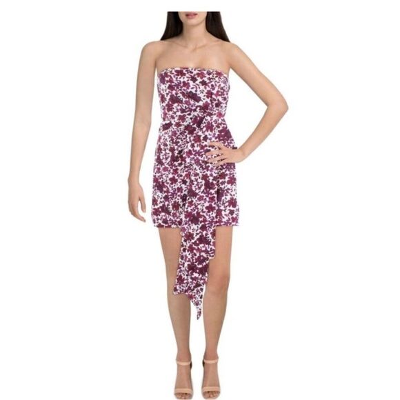 Amur NWT Womens Leith Purple Floral Print Short Party Bodycon Dress size 00 - Picture 2 of 3